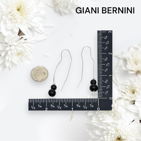 🆕 Giani Bernini Sterling Silver & Onyx “Metal Tower” Thread Earrings - Picture 5 of 7